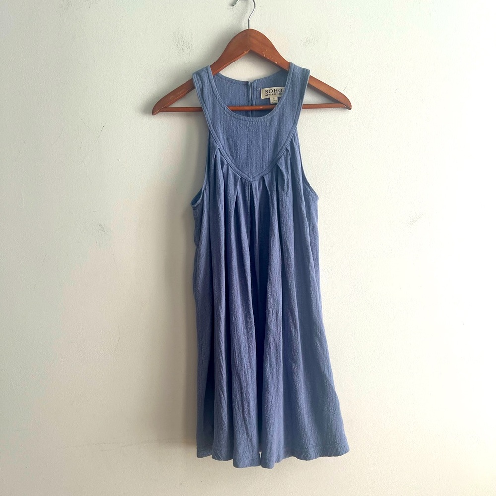 SOHO Apparel blue sleeveless shift halter dress